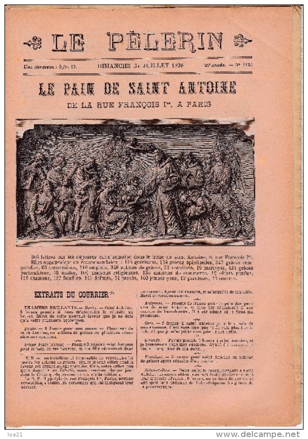 LE PELERIN 21 Août 1898 Rêves De Vacances, Dialogue Des Morts, Boulogne Sur Mer - Le Portel Procession - Revues Anciennes - Avant 1900