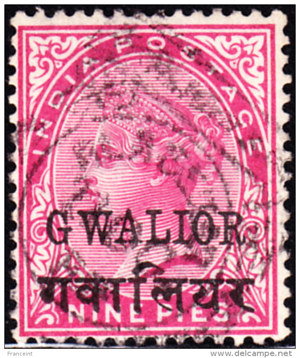 India Gwalior State 9p Victoria Used. Scott 14. - Gwalior