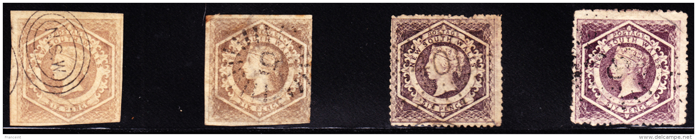 NSW 6p Victoria In Hex Frame, 4 Used Examples. - Usados