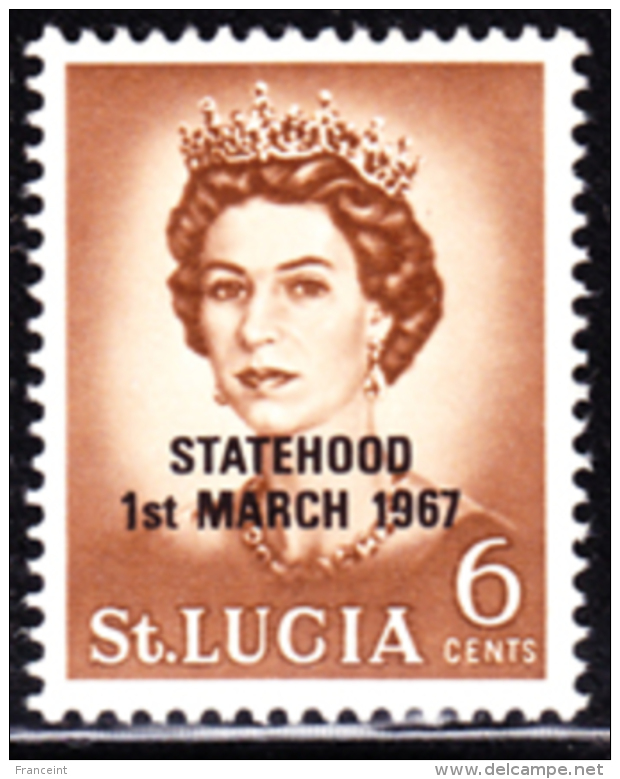 St. Lucia 1967 QEII 6c Overprinted In Black Instead Of Red. Scott 217. - Ste Lucie (...-1978)