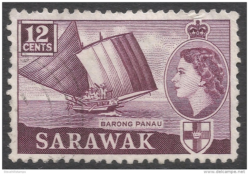 Sarawak. 1955-59 QEII. 12c Used. Mult Script CA W/M SG 194 - Sarawak (...-1963)