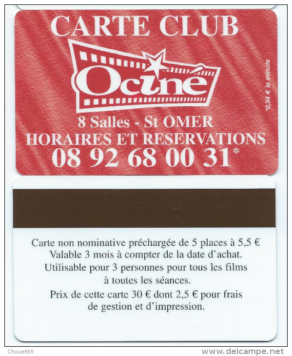 Cinécarte Carte Club Ociné St Omer Rouge - Cinécartes