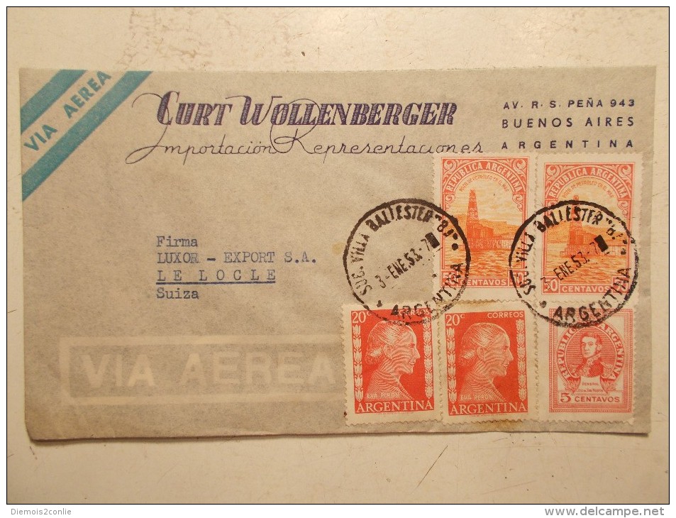 Marcophilie - Lettre Enveloppe Cachet Timbres Oblitération - ARGENTINE - 1953 (93) - Covers & Documents