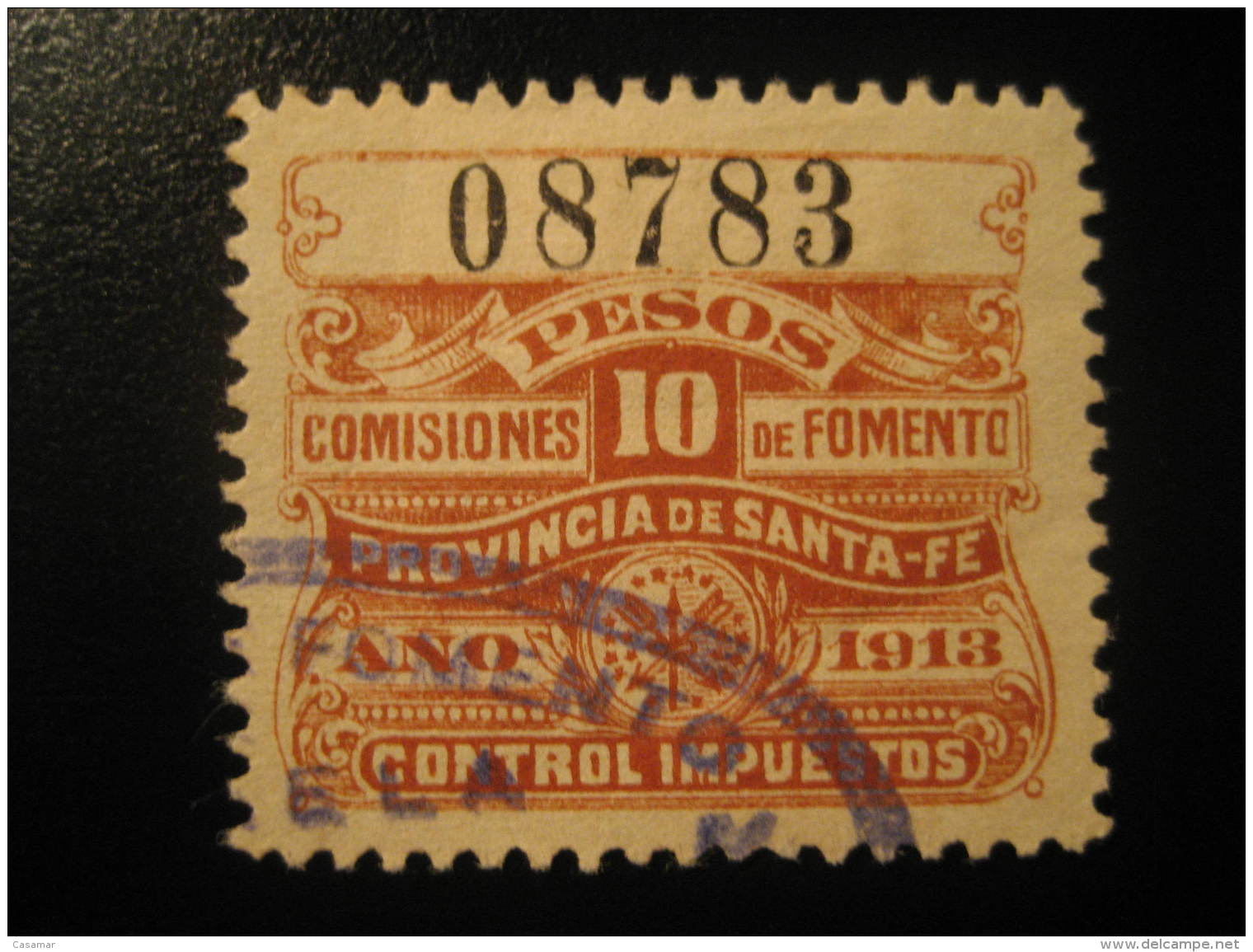 1913 Provincia De SANTA FE Comisiones De Fomento Control Impuestos Revenue Fiscal Tax Postage Due Official Argentina - Oficiales