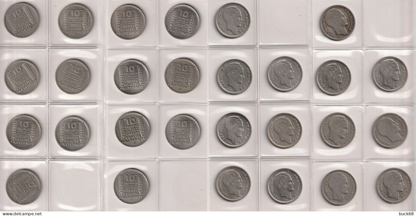 I10 FRANCE 1945-1949 10F Lot De 14 Pièces De Monnaie Type TURIN / Coin / Münze - Collections