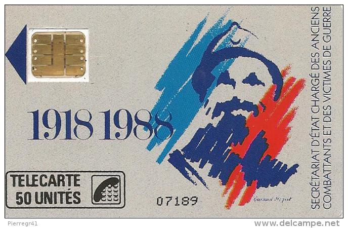 CARTE°-PUBLIC-F35-50U-SC3-1988-ANCIENS COMBATTANTS-N° 07189-UTILISE-TBE-LUXE - 1988