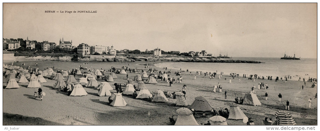 Royan : Carte Panoramique Double Format : La Plage De Pontaillac (Edition Des Nouvelles Galeries) - Royan