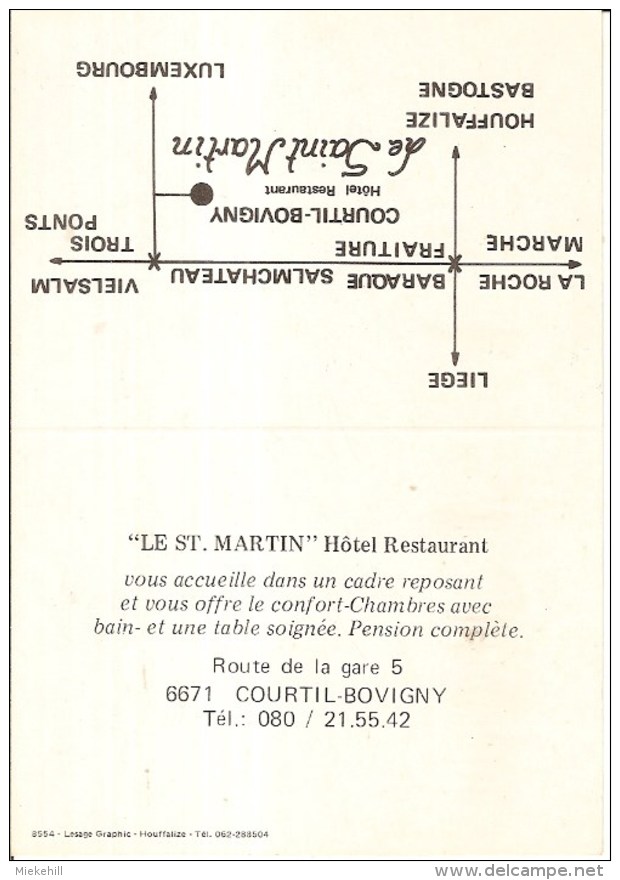 COURTIL-BOVIGNY-HOTEL RESTAURANT LE SAINT MARTIN - Gouvy
