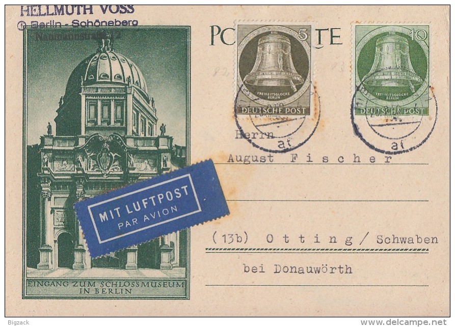 Berlin Karte Luftpost Mif Minr.82,83 Berlin 25.2.52 - Briefe U. Dokumente