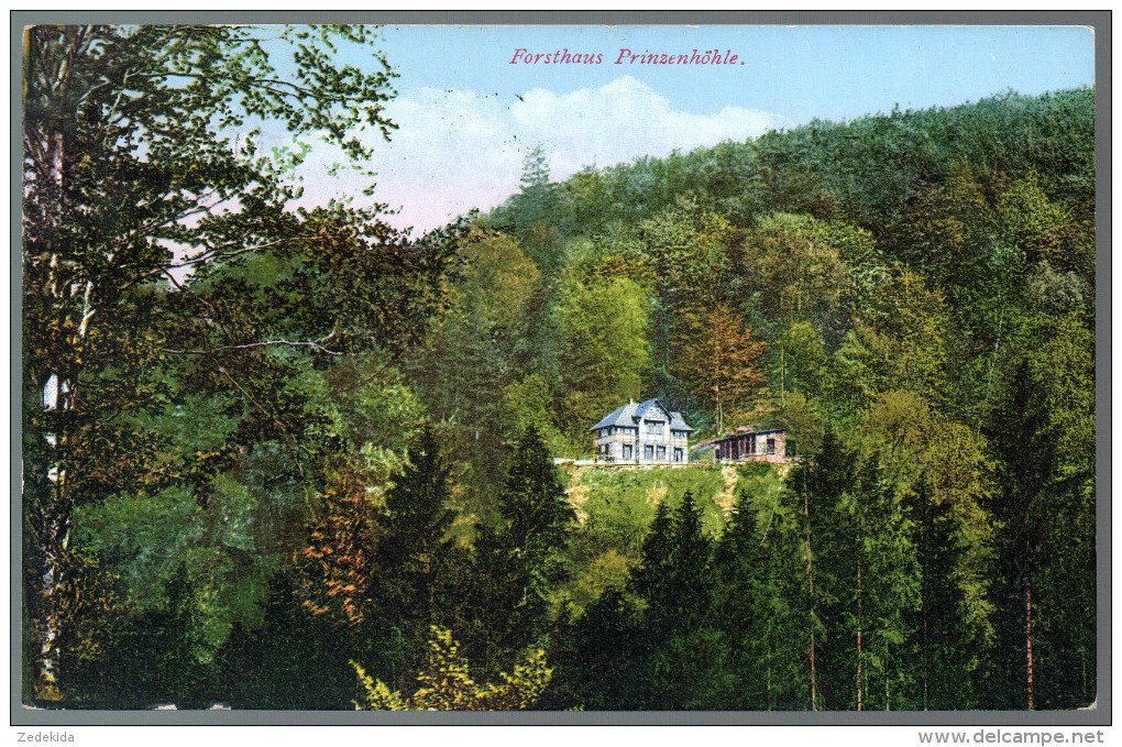 2107 - Ohne Porto - Alte Ansichtskarte - Forsthaus Prinzenhöhle Gaststätte Stempel  Poppenwald Gel 1936 - Aue