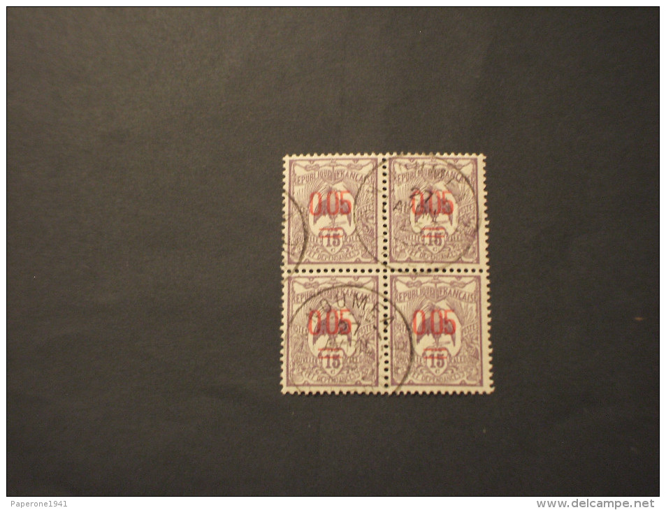 NOUVELLE CALEDONIE - 1922 UCCELLO Sopr.0,05, In Quartina(block Of Four) - TIMBRATO/USED - Oblitérés