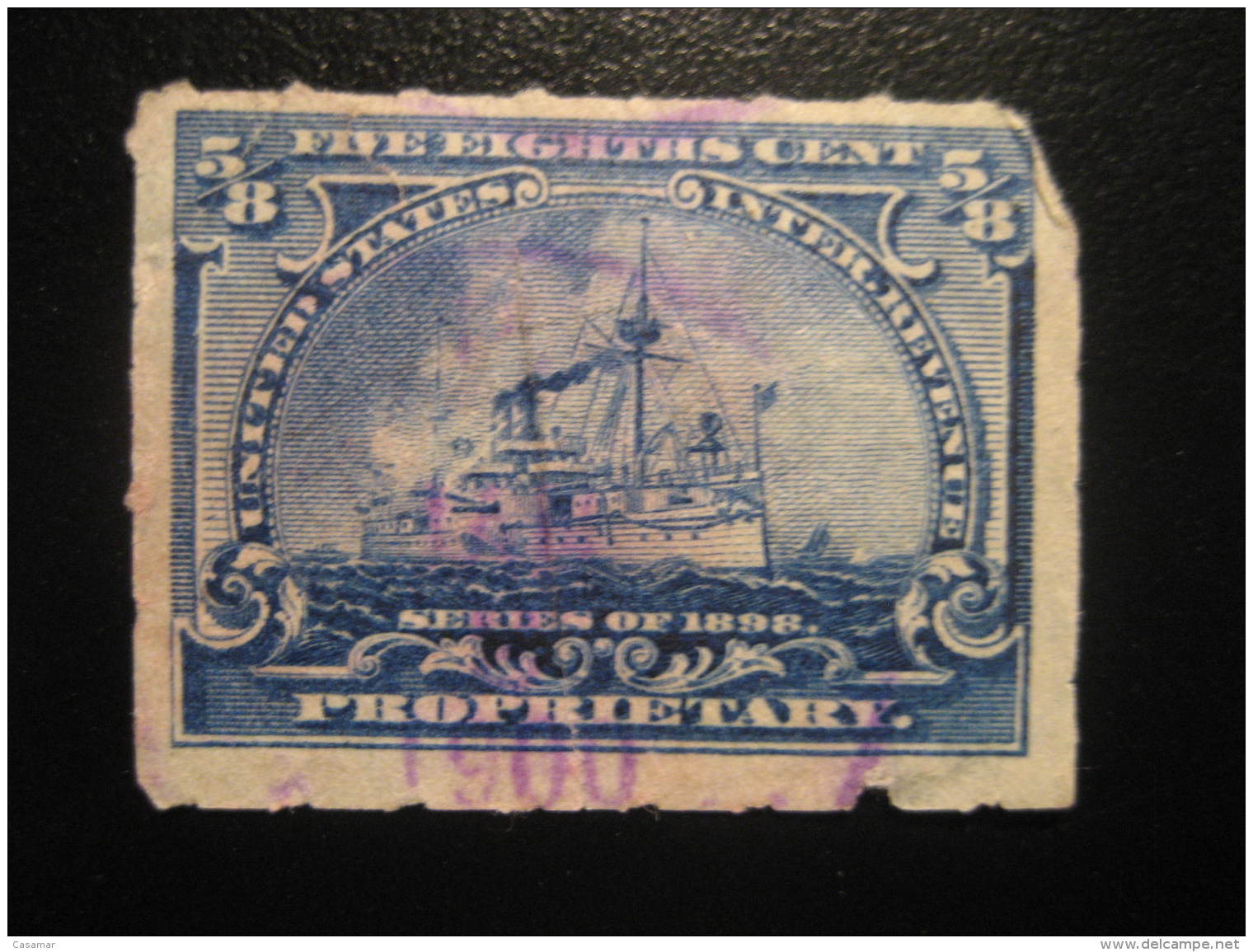 1898 PROPRIETARY 5/8 Cent Battleship Battleships Ship Militar Revenue Fiscal Tax Postage Due Official USA - Steuermarken