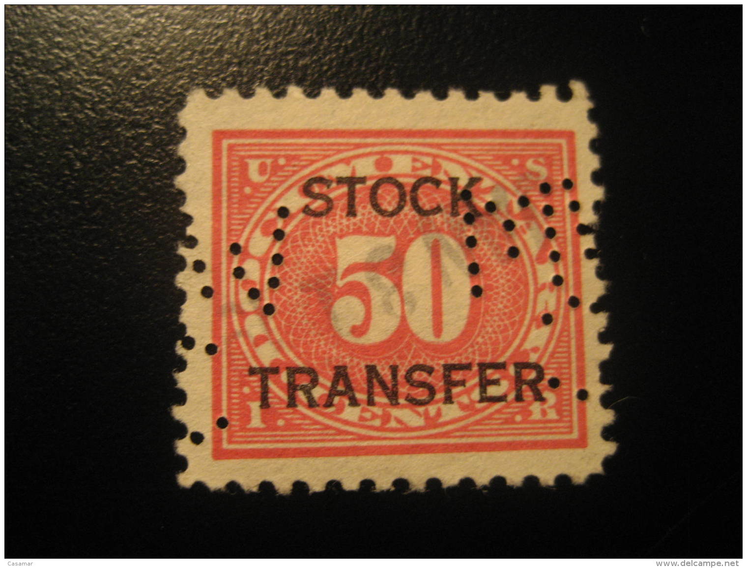 STOCK TRANSFER DOCUMENTARY 50 Cents Revenue Fiscal Tax Postage Due Official USA - Steuermarken