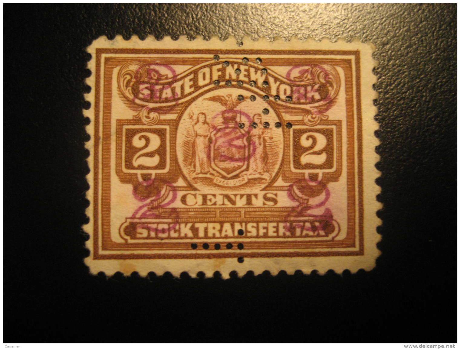 2 NEW YORK Stock Transfer Tax 2 Cents Revenue Fiscal Tax Postage Due Official USA - Steuermarken