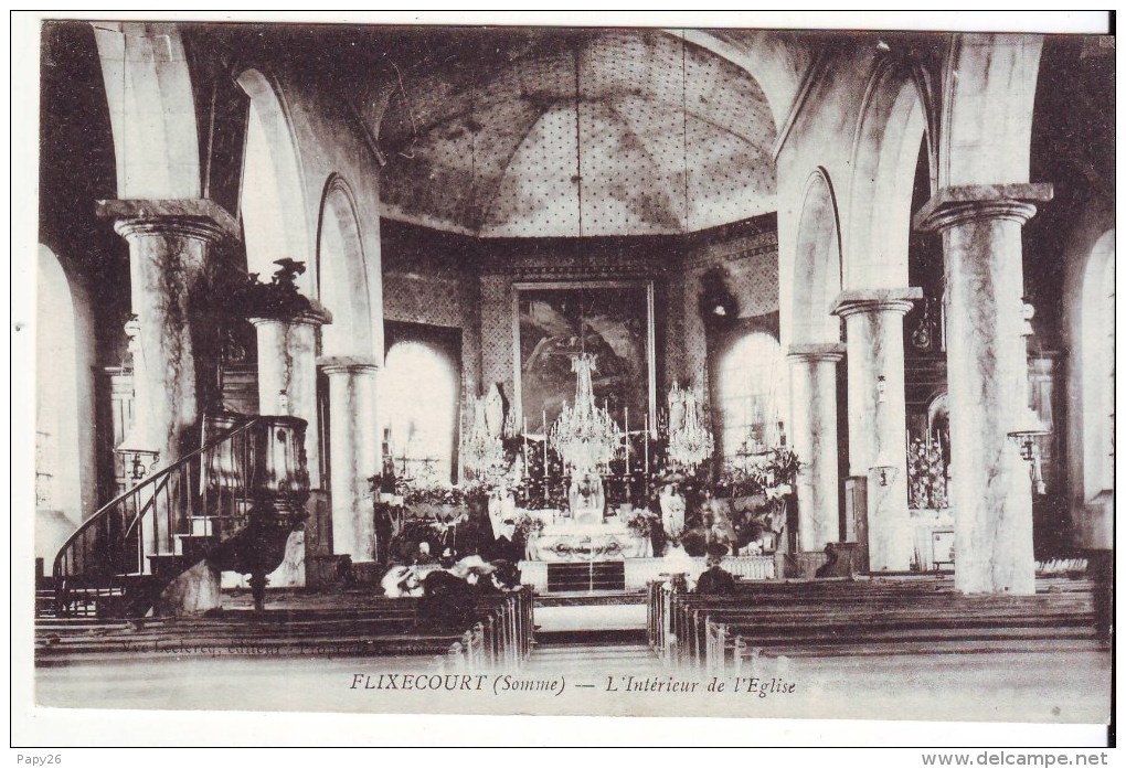 Cpa Flixecourt  Interieur De L'église - Flixecourt