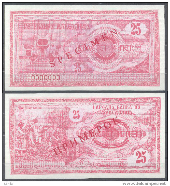 Makedonien Macedonia 10 &ndash; 10000 Denari 1992 SPECIMEN &ndash; PRIMEROK (Cyrillic) Zero Numbered Complete Set UNC; P - Nordmazedonien