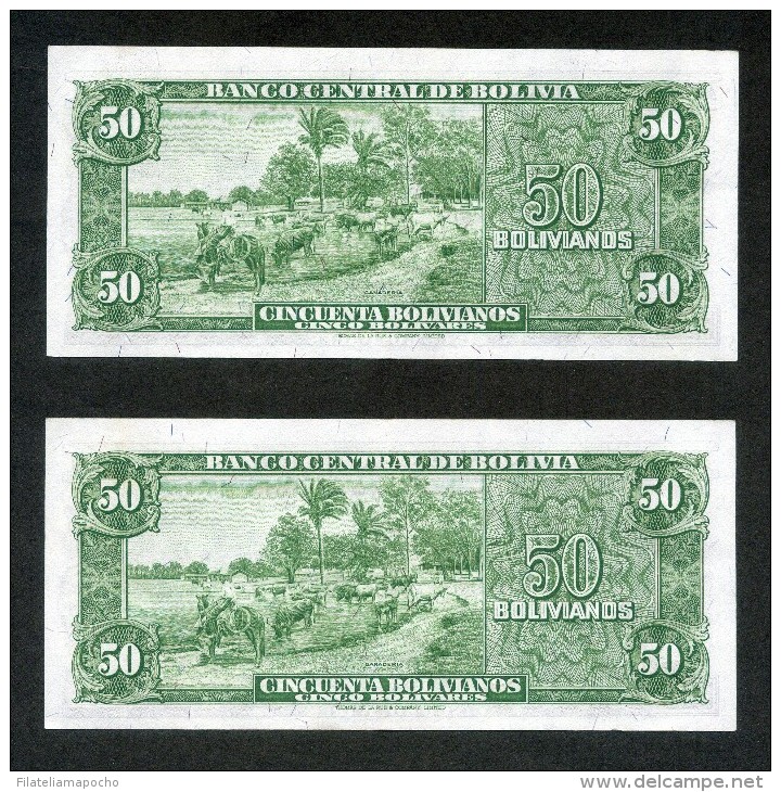 BOLIVIA BILLETES 1945; "50 BOLIVIANOS" CORRELATIVOS. - Bolivia