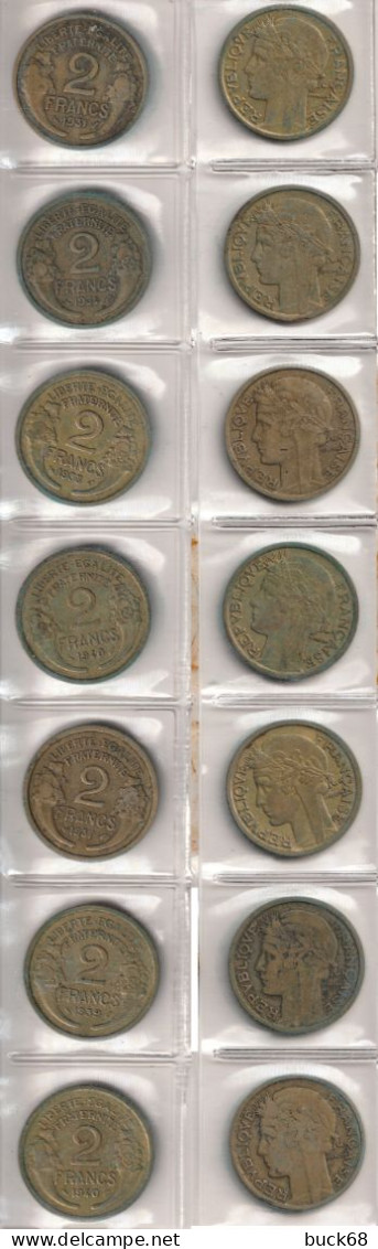 J04b FRANCE 1931-1940 Morlon 2F Lot De 7 Pièces De Monnaie / Coin / Münze - Colecciones