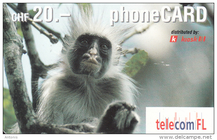 LIECHTENSTEIN - Monkey, Telecom FL Prepaid Card CHF 20, Exp.date 09/04, Used - Liechtenstein