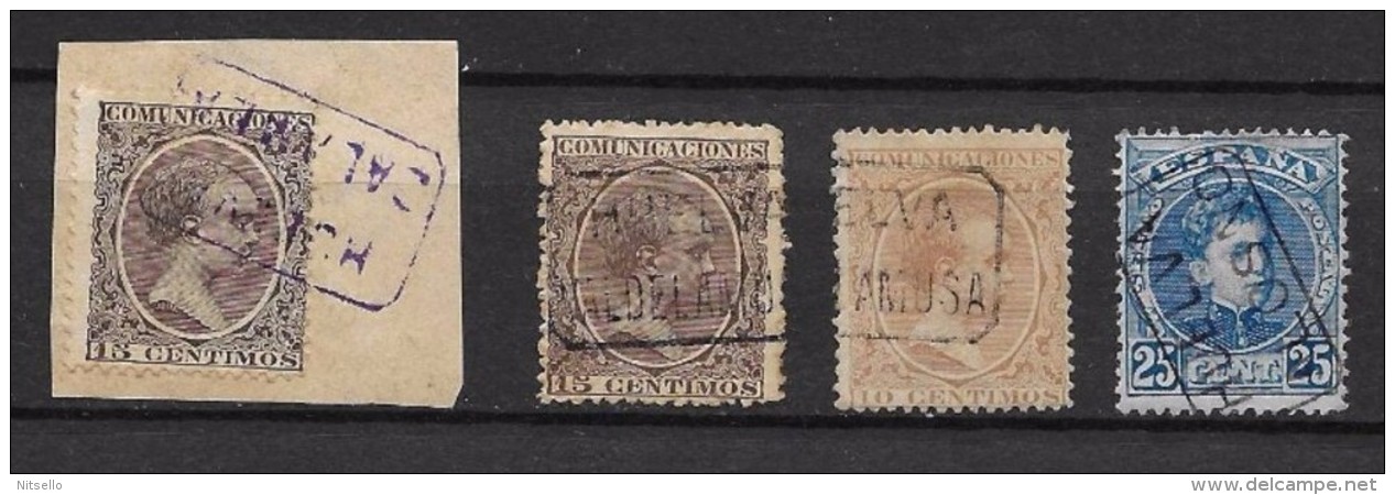 LOTE 2238 B  ///    ESPAÑA  -  ALFONSO XIII  VARIOS MATASELLOS DE CARTERIAS  ¡¡¡ LIQUIDATION - JE LIQUIDE - ANGEBOT !!! - Usados