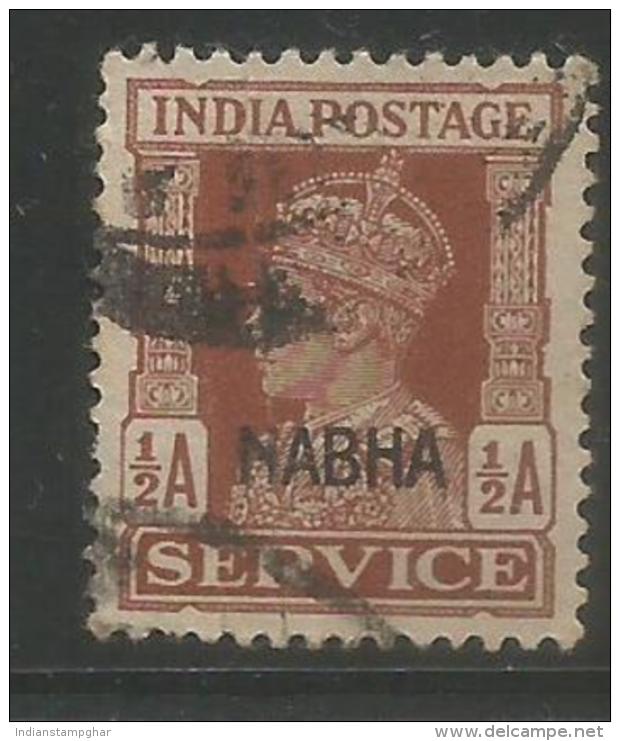 Nabha Princely State Of India, 1/2 Anna, Ovptd. Nabha In Black,Used, As Per Scan - Nabha