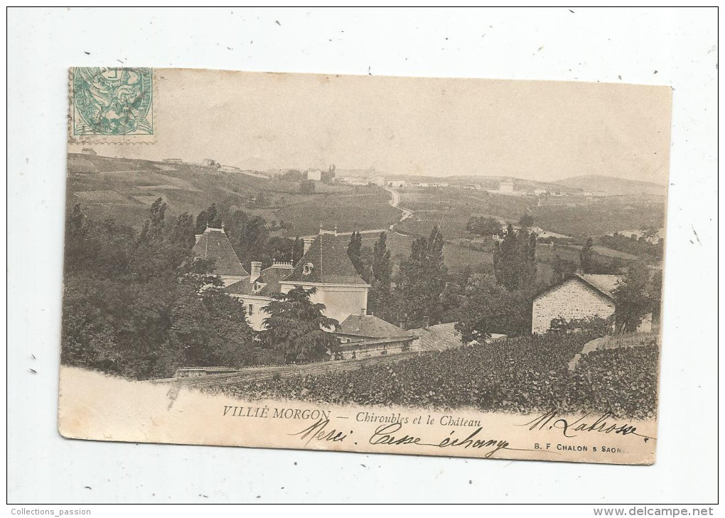 Cp , 69 , VILLIE MORGON , Chiroubles Et Le Château , Dos Simple , Voyagée 1904 - Villie Morgon