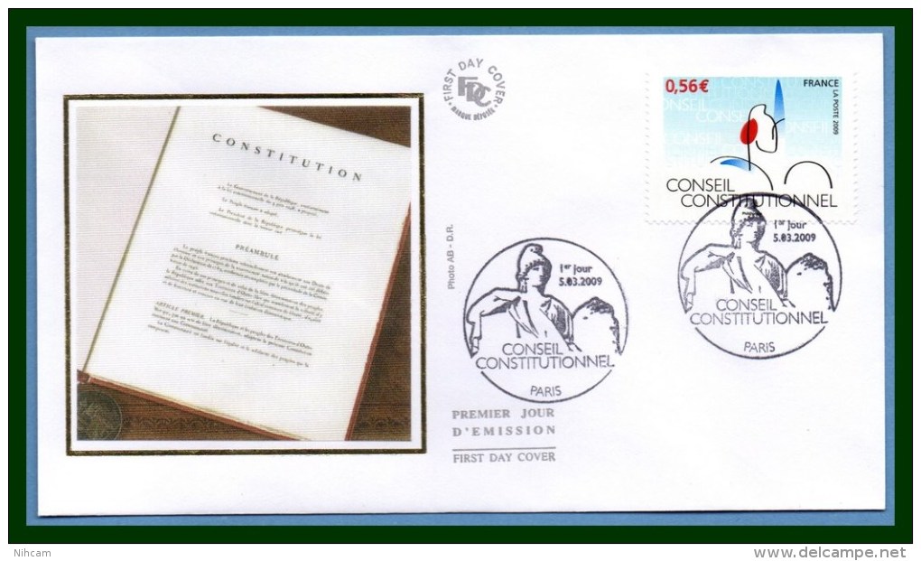 FDC 4347 Silk Soie Conseil Constitutionnel 2009 Marianne - 2000-2009