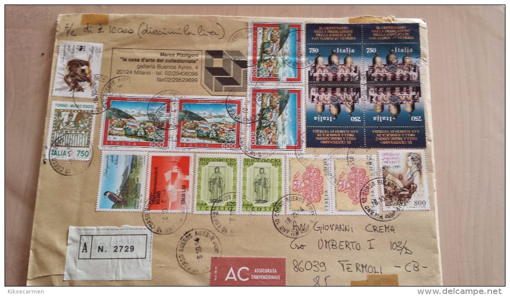 1994 AC Basilica San S. Marco Venezia 1994 Roccaraso 1991 Boccaccio 1975 Mozart Museo Egizio Usato Busta Lettera Italia - 1991-00: Storia Postale