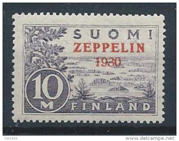 Finlande 1930 Poste Aérienne N°1 Neuf* MVLH Surchargé Zeppelin - Neufs