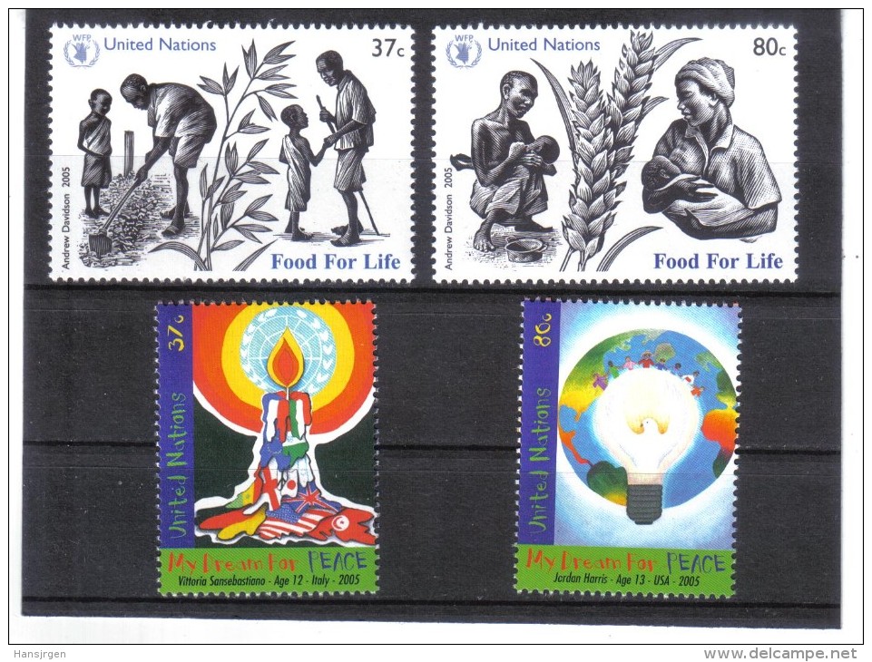 GEO445 UNO NEW YORK 2005  MICHL  994/95 + 996/97  ** Postfrisch SIEHE ABBILDUNG - Unused Stamps