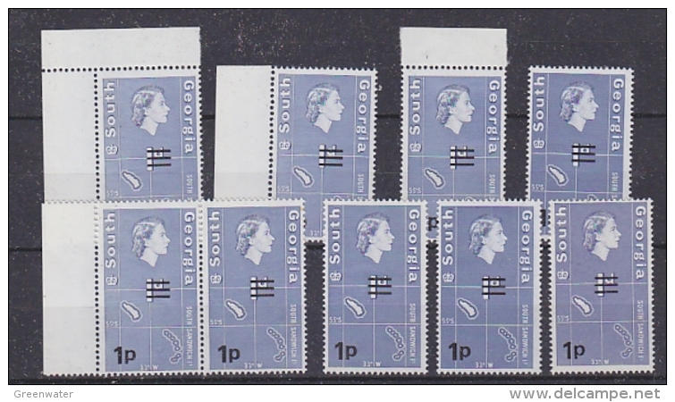 South Georgia 1977 Decimal Surcharges 1p On 1d 9x   ** Mnh (27767) - Zuid-Georgia