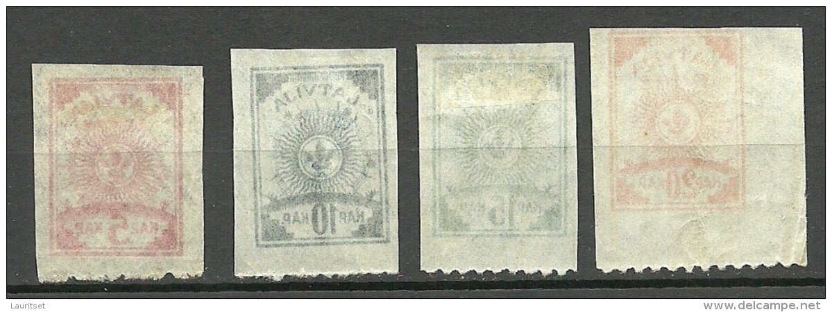 LETTLAND Latvia 1919 Michel 7 - 10 B (unten Perf 9 3/4) MNH/MH - Lettland