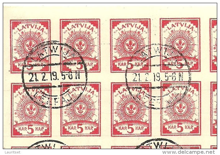 LETTLAND Latvia 1919 Michel 3 Complete Sheet Of 100 O Leepaja 21.02.1919 - Lettonie