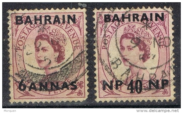 Sellos  6 Annas Y 40 NP, Sobrecargados BAHREIN (pritectorado Ingles) Yvert Num 83 - 104 º - Bahreïn (...-1965)