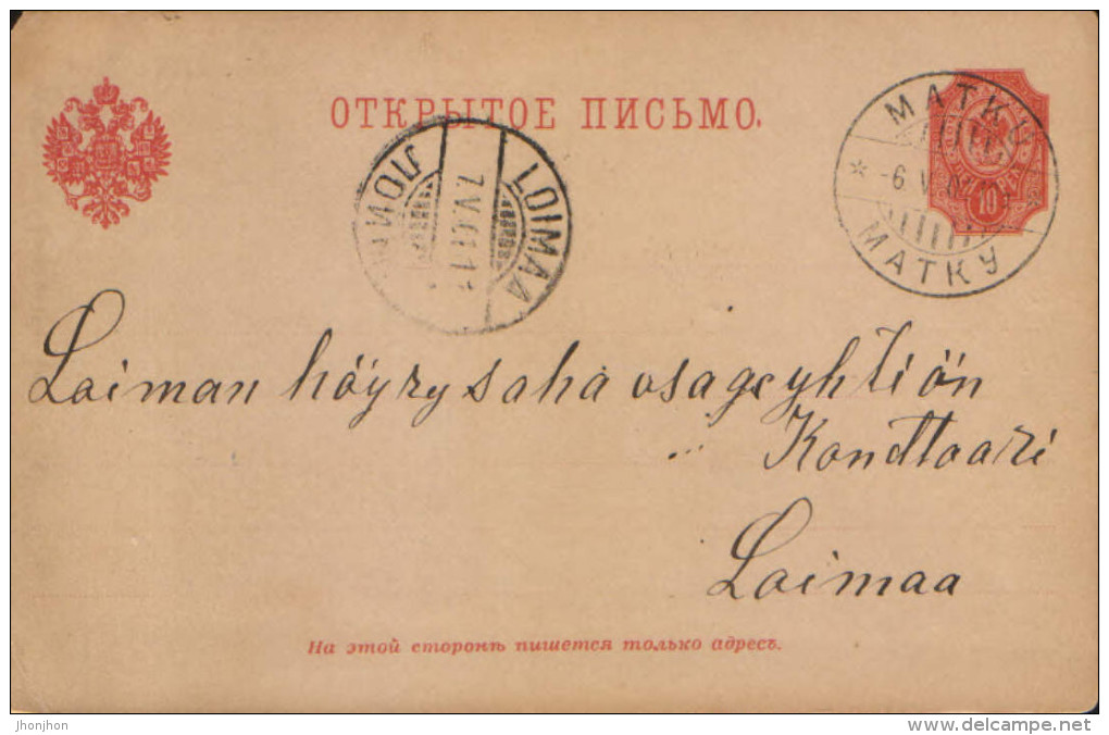 Finland - Postal Stationery Postcard,circulated In 1901 From Matku At Loimaa - 2/scans - Entiers Postaux