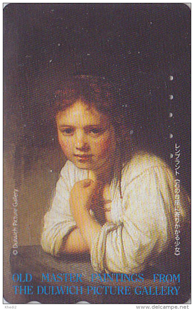 Télécarte Japon - PEINTURE HOLLANDAISE - REMBRANDT - GIRL AT A WINDOW / DULWICH MUSEUM - HOLLAND PAINTING Japan Pc  1369 - Peinture