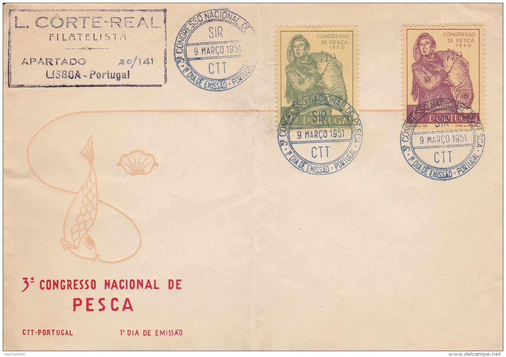 3ème Congresso Nacional De Pesca. PORTUGAL.  8 Jan 1952 - Lettres & Documents