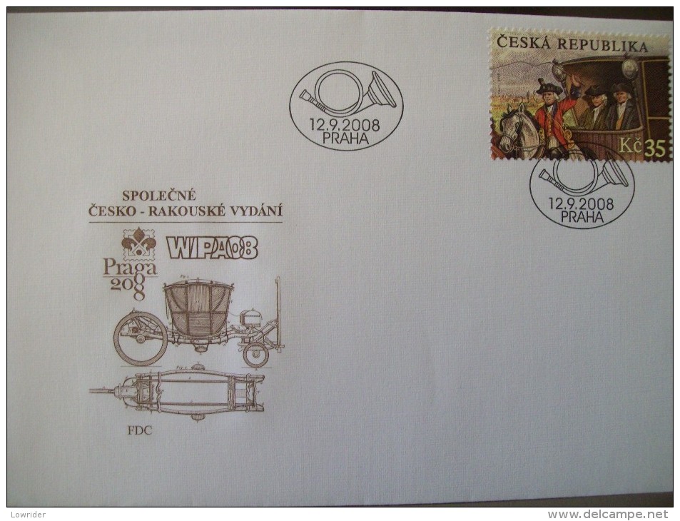 Czech Republic FDC Topic Post Coach Between Prague And Vienna For Int. Philatelic Exhibition Praga 2008 And WIPA08 2008 - FDC