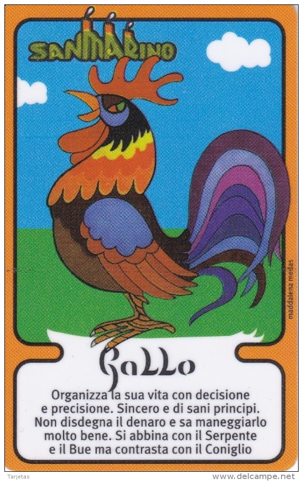 DUMMY - TARJETA DE SAN MARINO DEL HOROSCOPO DEL GALLO SIN CHIP (RARA) COQ - San Marino