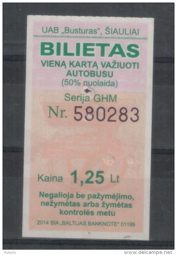Lithuania Siauliai Bus Ticket One-way Ticket 2014 - Europa