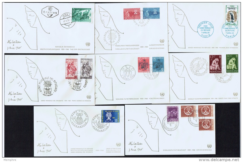 1960 Année Mondiale Du Réfugié  14 FDC De Pays Différents  - Voir Liste Et Scans - Joint Issues