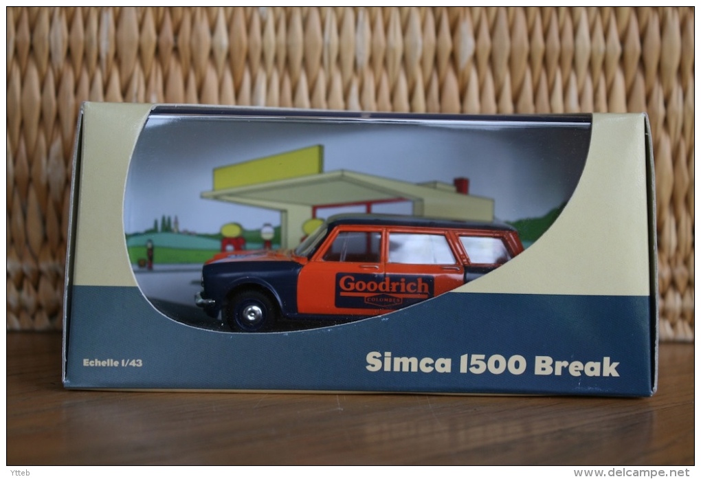 Modèle Réduit Métal + Fiche Technique - SIMCA 1500 BREAK - Eligor - 1/43 - Publicité Pneus Goodrich - Eligor