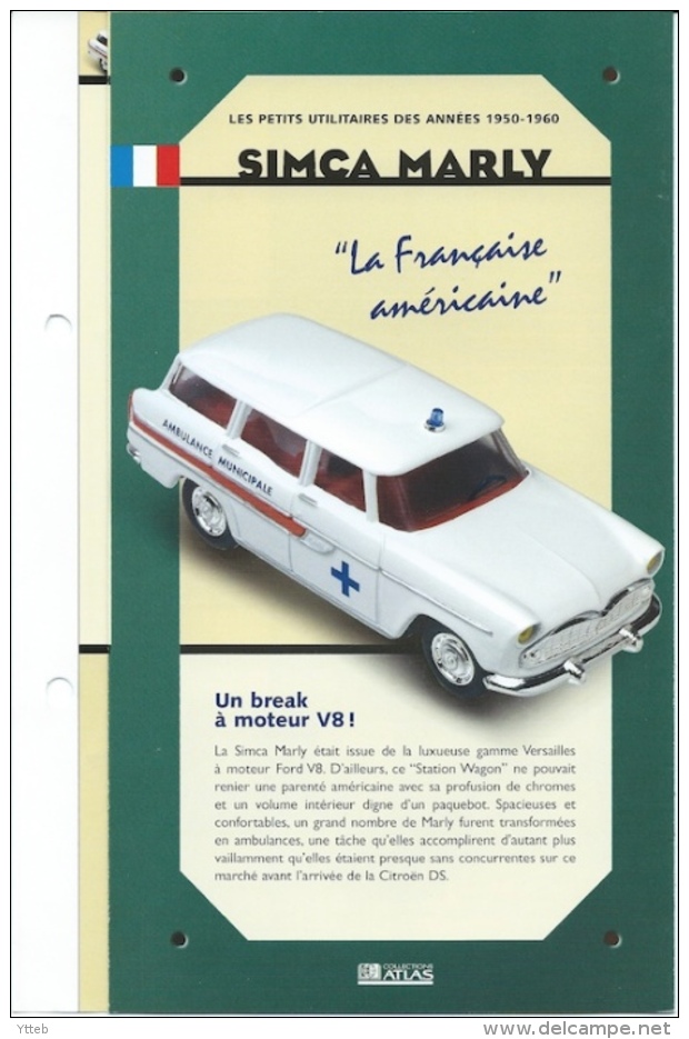 Modèle Réduit Métal + Fiche Technique - SIMCA BREAK MARLY - Eligor - 1/43 - Ambulance Municipale - Eligor