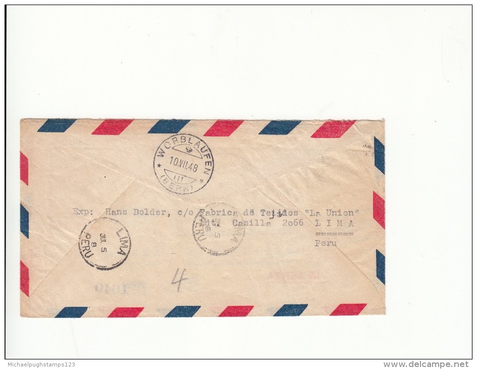 Peru / Airmail / Switzerland - Pérou