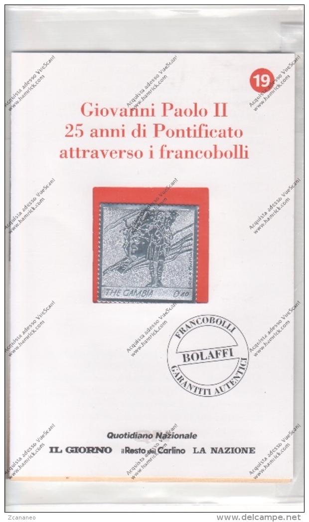 GIOVANNI PAOLO II°- 25° DI PONTIFICATO LA BOLAFFI PROPONE FRANCOBOLLI DEL BENIN-GUINEE-GAMBIA IN LAMINA ARGENTATA-N° 19- - Andere & Zonder Classificatie