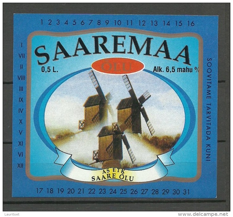 ESTONIA Estland Beer Label Wind Mill Saaremaa - Bière