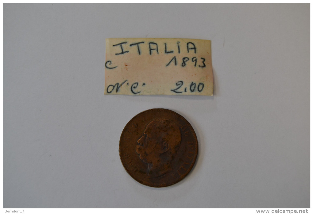 Italia Cent. 10 1893 Rame - 1878-1900 : Umberto I