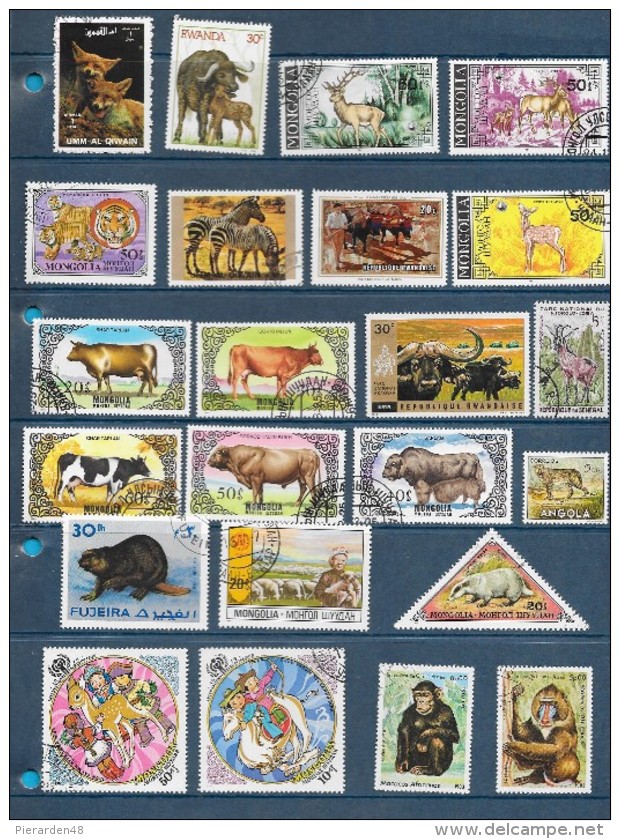 Lot De 110 Timbres Série Les Animaux Du Monde Oblitéré - Autres & Non Classés