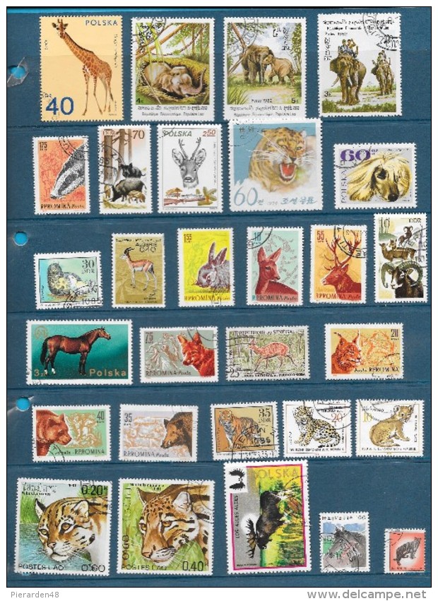 Lot De 110 Timbres Série Les Animaux Du Monde Oblitéré - Autres & Non Classés