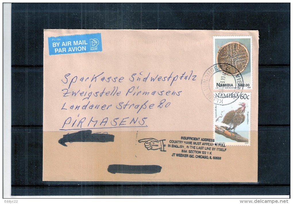 Cover From Namibia To Germany With Insufficient Address (to See) - Namibie (1990- ...)